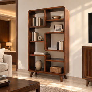 Modern <b>Solid</b> <b>Wood</b> Bookshelf with Open Shelves Freestanding Wooden <b>Bookcase</b> for Living Room Home Office and Interior Storage - Product Image 4