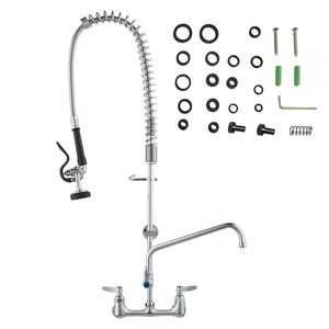 Rubinetto da cucina a parete in ottone da 36 pollici, larghezza di installazione 8 pollici, con doccetta estraibile e beccuccio girevole da 12 pollici - Product Image 5