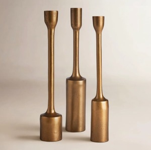 <b>Brass</b> <b>Candlestick</b> <b>Holder</b> Set of 3 Cylindrical Home Decoration Durable Vintage Style At Cheap Price - Product Image 1
