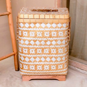 <b>Square</b> bamboo bins storage organizer & decoration top sale handbraided natural fiber <b>basket</b> bin - Product Image 1