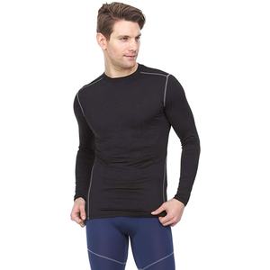 Men's <b>Black</b> Long Sleeve O-Neck <b>Compression</b> <b>Shirt</b> Quick Dry Knitted Slim Fit Sporty Top - Product Image 1