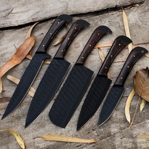 Ensemble de 5 couteaux de cuisine en acier carbone Viking Art, couteaux de chef faits à la main, ambidextres, professionnels, manches en bois - Product Image 4