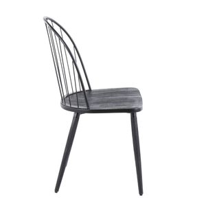 Juego de 2 Sillas de Comedor Riley con Respaldo Alto y sin Brazos, Estilo Industrial de Metal Negro y Madera - Product Image 3