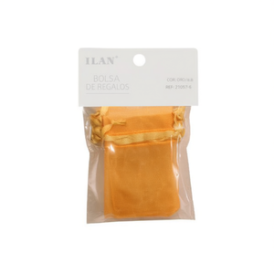 Sacchetti regalo in organza Ilan 10x15cm colore oro, confezione da 8 per regali di nozze - Product Image 1
