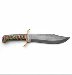 Custom Handcrafted Damascus Steel Art Piece – Fixed Blade <b>Craft</b> <b>Tool</b> with Multi-Color Wood Handle - Product Image 6