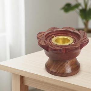 Wooden incense burner Hot Selling Brown Polished Incense Burner Acacia Wood Holder Handmade Natural Religious Use Home <b>decor</b> - Product Image 3