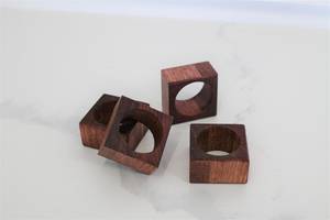 <b>Hand</b> Crafted Square Wood Napkin <b>Holders</b>, Napkin <b>Rings</b>, Wooden Napkin <b>Holder</b>, Napkin Cuffs, Rustic Napkin <b>Rings</b>, Natural Napkin - Product Image 2