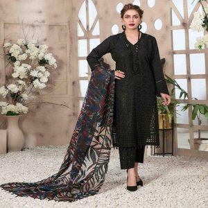 Trajes de viscosa informales de 3 piezas para mujer de la marca Tawakkal, hermosos y elegantes bordados paquistaníes e indios, ropa diaria - Product Image 4