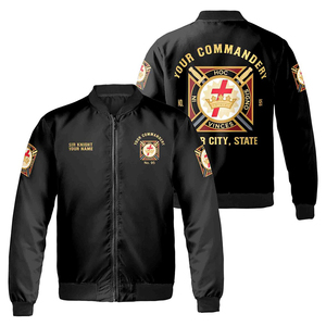 Blouson bombardier maçonnique personnalisé avec nom de loge et motif « Nous nous réunissons sur le niveau », haute qualité, sur mesure, manches longues, collection 2026 - Product Image 1