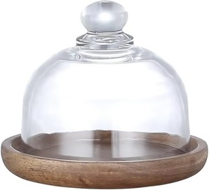 Support à gâteau en bois et verre durable avec finition lisse pour la décoration de fête, support à gâteau élégant pour la présentation en boutique de pâtisserie - Product Image 1