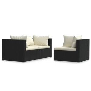 Ensemble de salon de jardin en rotin PE noir, design modulaire standard - Product Image 2