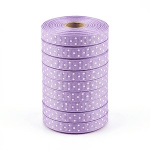 Cinta de grogrén de 6 mm con lunares blancos y lavanda de Neelkamal Industries al por mayor para recuerdos de baby shower, pinzas para el pelo y lazos - Product Image 2