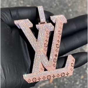 Colgante y Dijes Personalizados de Plata 925 con Moissanita VVS, Cadena de Eslabones con Letras y Nombre Único para Hombres y Mujeres, Estilo Hip Hop Rapper - Product Image 1