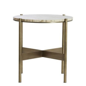Table basse moderne ronde en marbre avec structure en acier, mobilier de salon contemporain haut de gamme et écologique - Product Image 2
