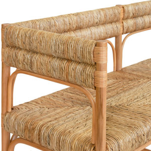 Handwoven Seagrass Patio <b>Bench</b> with Intricate Detailing - Product Image 4