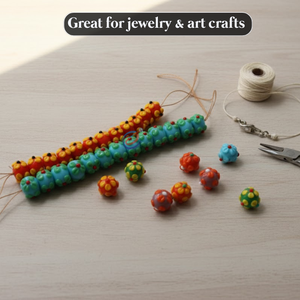 EXCEL EXPORTS Cuentas Sueltas de Vidrio Artístico Multicolor de 16 mm, Hilo de 8 Pulgadas, Forma Rondelle |   Artesanías Hechas a Mano - Product Image 3