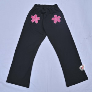 Pantalones Anchos Transpirables con Bordado Floral Bloom, Ecológicos, de Cintura Media con Cordón Ajustable, Corte Holgado, Largura hasta el Tobillo, para Mujer, Venta al Por Mayor - Product Image 2