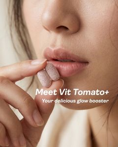 Yukazan Vit Tomato+ 10 comprimés comprimés éclaircissants pour la peau pour tous les types de peau comprimés à mâcher de marque - Product Image 2