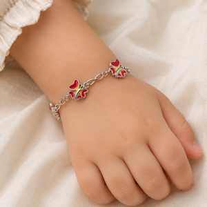 925 Sterling Silver Butterfly <b>Anklet</b> with Red Enamel Accents High Polish Nature Inspired Fashion Jewelry for Women Girls Daily W - Product Image 1