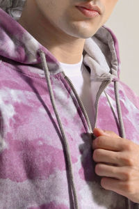 Sudadera con capucha OEM de media cremallera, teñida, ajustada, 100% algodón, informal, unisex - Product Image 2