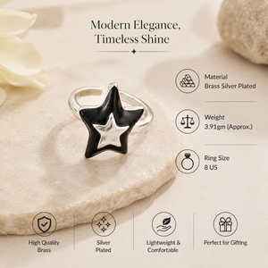 Anillo de Moda Minimalista con Estrella Plateada de 18k, Anillo de Joyería Elegante para Mujer, Venta al por Mayor, Último Modelo, Más Vendido, para Bodas y Cumpleaños - Product Image 1
