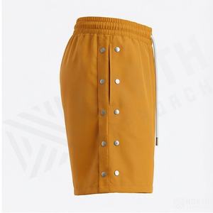 Pantalones Cortos Deportivos de Poliéster y Spandex con Logotipo Personalizado de Alta Calidad, Cortavientos de Nailon con Botones Laterales, Ropa Deportiva Transpirable Premium - Product Image 3