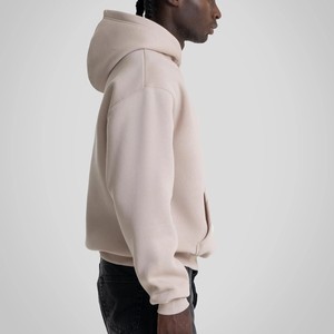 <b>Neutral</b> Beige Oversized Hoodies Men Cotton Fleece Pullover Drop Shoulder Relaxed Fit Streetwear Custom Logo Private Label Hoodie - Product Image 3