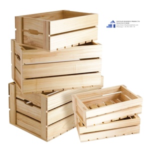 <b>Wooden</b> Fruit And Veggie Storage <b>Crate</b> Rectangle Pine Handmade With Labels For Household Use Made in VietNam - Product Image 6