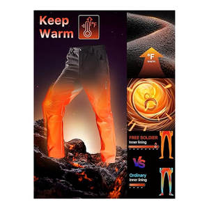 Pantalones de senderismo para hombre, forrados de lana, impermeables, para nieve y esquí, con múltiples bolsillos con cremallera, cálidos para invierno - Product Image 2