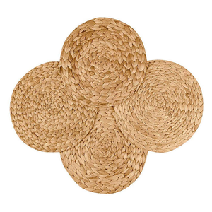 Hot Selling Wholesale Custom Natural Material coaster Vietnam Boho Hand Made Round Water Hyacinth Woven <b>Table</b> Decor <b>Placemats</b> - Product Image 1