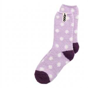 Spring Warm <b>Women</b> Fuzzy <b>Socks</b> 100% Cotton Eco-Friendly Quick Dry Customized Brand Juncai Knitting <b>Fluffy</b> Logo Position Bottom - Product Image 2