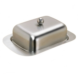 Plat à beurre rectangulaire en acier inoxydable avec couvercle, vaisselle de cuisine minimaliste pour la conservation de la fraîcheur - Product Image 4
