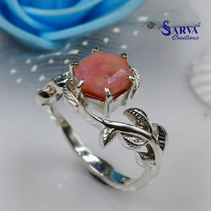 Natural Pink <b>Opal</b> Hexagon <b>Ring</b> 925 Sterling <b>Silver</b> Vine Leaf <b>Ring</b> <b>Opal</b> Gemstone Engagement <b>Ring</b> Fine Jewelry for Women - Product Image 3