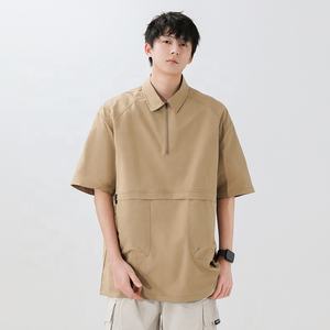 Polo de poliéster 100% de gran tamaño de alta calidad con cremallera de cuarto para hombre, venta al por mayor de fábrica, bordado de logotipo personalizado - Product Image 3