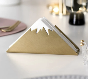 Porte-serviettes créatif en fer à 2 fentes avec base ronde, distributeur de papier en cuivre rose doré pour comptoir de cuisine - Product Image 3