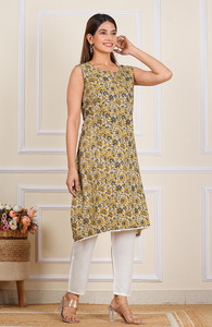 TheFabira Designer Hand Block Printed High Grade Cotton Fabric Kurti for <b>Women</b> Ethnic Indian <b>Tunic</b> for Casual & Festive Wear - Product Image 2