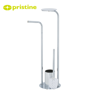 Modern Steel Floor <b>Standing</b> Toilet Paper Holder with Plunger and <b>Shelf</b> for Bathroom - Product Image 6