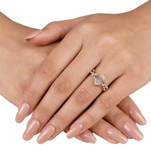 Minimalist Leaf Vine Ring 10K 14K 18K Solid Solid Gold IGI Certified <b>Hexagon</b> Cut Lab Grown Diamond Engagement Ring Wedding Band - Product Image 6