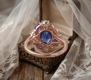 Anillos de Lujo Personalizados de Plata y Oro Sólido de 10K/14K con Tanzanita Cultivada en Laboratorio, Diamantes en Racimo y Piedra de Nacimiento para Compromiso y Aniversario - Product Image 4
