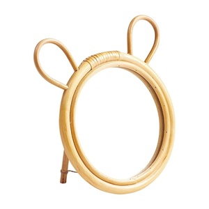 Natural Rattan Vanity <b>Mirror</b> With Stand Bear Shape Rattan <b>Mirror</b> Children Furniture Kids Room Eco Friendly High Quality - Product Image 2