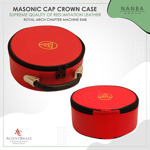 Red Imitation Leather Case with Zipper Closure Lightweight Design Excellent Protection for Storing Masonic Royal Arch Crown Caps - Product Image 2