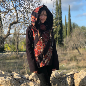 Boho Cowl Neck Hoodie With Ethnic Tribal Pattern Long Sleeve <b>Festival</b> Sweatshirt For Women Comfortable Stylish Bohemian <b>Top</b> - Product Image 1