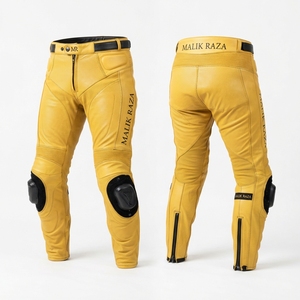 Pantalon de moto en cuir véritable personnalisé avec nom, pour homme et femme, coupe ajustée, équipement de course sur circuit - Product Image 3