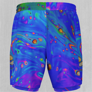 <b>Men's</b> Quick Dry Board Shorts Sublimation Print Drawstring Casual Swim <b>Trunks</b> Purple Blue Pattern Short Length - Product Image 2