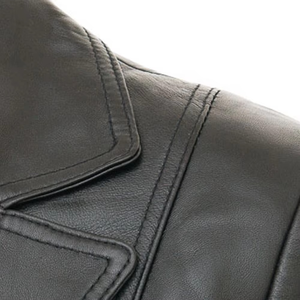 Women's <b>Genuine</b> Leather Blazer Full Sleeve Spread Collar Single Breasted Autumn Wear Solid Color Regular Length - Product Image 3
