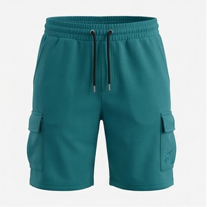 Wholesale Men's Solid High Street Style Cargo Shorts Elastic Waist Polyester/Cotton Fleece Fabric Quick Dry Gym Running Pockets - Product Image 1