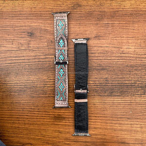 สายนาฬิกาหนังแท้พรีเมี่ยมทำมือพร้อมหมุดปลดเร็วสายรัดสำหรับเปลี่ยนที่หรูหราดีไซน์วินเทจสีน้ำเงินอมเขียว - Product Image 6