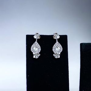 2pcs Platinum Plated Brass Water Drop Necklace & Earring Set with Cubic Zirconia for Women's Wedding <b>Gift</b> Party Bridal S-0113 - Product Image 3