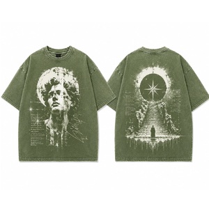 Crew Neck Half Sleeved Oversized <b>Drop</b> Shoulder Graphics Street Wear T Shirts Breathable Hip Hop Loose Fit Vintage T-Shirts - Product Image 5