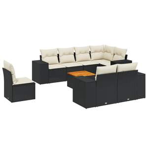 Conjunto de Sofás de Jardín Resistentes a los Rayos UV, Materiales de Ratán PE Negro, Muebles Elegantes para Exteriores - Product Image 2